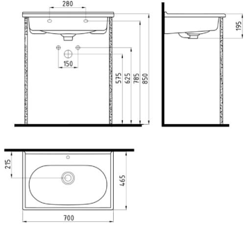 Bien Banyo Ferra Konsollu Lavabo 70 cm - 2