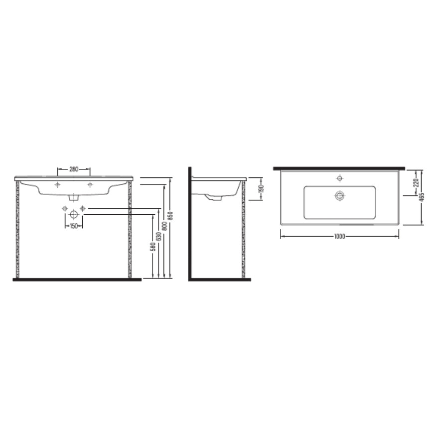 Bien Banyo Neptün Konsollu Lavabo 100 cm Beyaz - 2