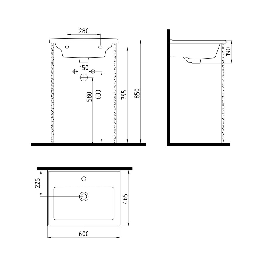 Bien Banyo Neptün Konsollu Lavabo 60 cm Beyaz - 2