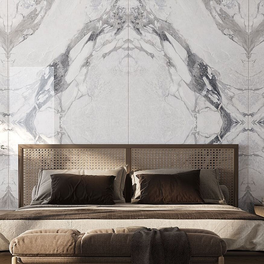 Bien Seramik BIQSLAB 120x280 cm Ophera Grey Bookmatch Duvar Karosu - Bien Seramik