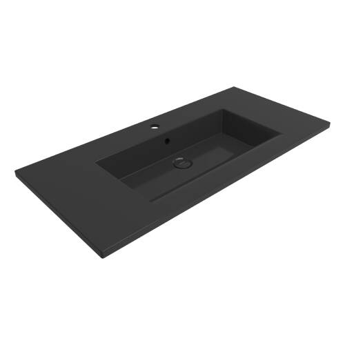 Bocchi Milano Etajerli Lavabo Parlak Siyah - 1