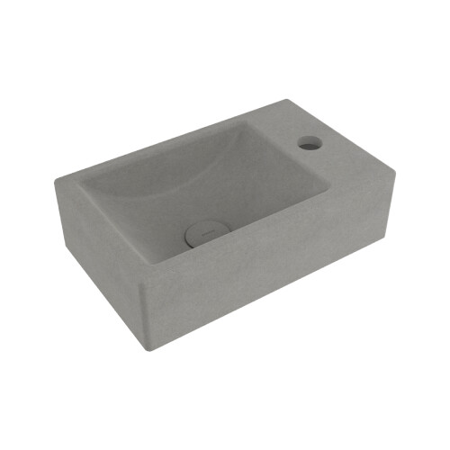 Bocchi - Bocchi Milano Tezgah Üstü Dar Sağ Lavabo 37 cm Mat Beton