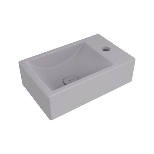 Bocchi Milano Tezgah Üstü Dar Sağ Lavabo 37 cm Mat Gri