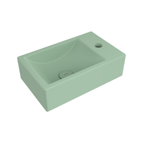 Bocchi Milano Tezgah Üstü Dar Sağ Lavabo 37 cm Mat Mint Yeşil