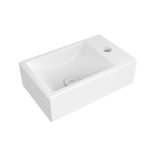 Bocchi Milano Tezgah Üstü Dar Sağ Lavabo 37 cm Mat Beyaz - 1