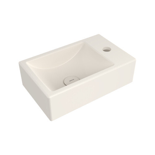 Bocchi - Bocchi Milano Tezgah Üstü Dar Sağ Lavabo 37 cm Parlak Bisküvi