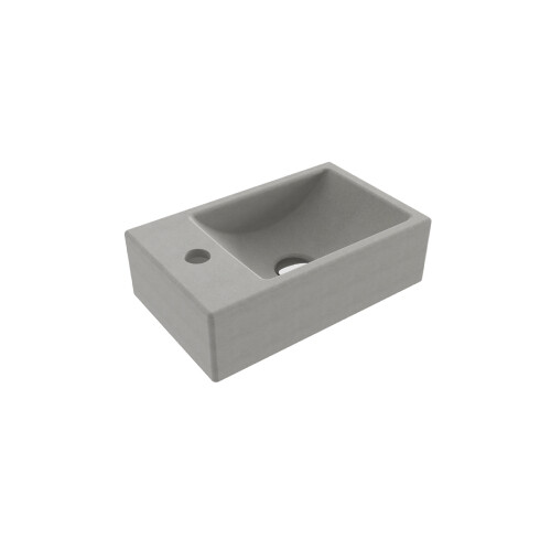 Bocchi Milano Tezgah Üstü Dar Sol Lavabo 37 cm Mat Beton