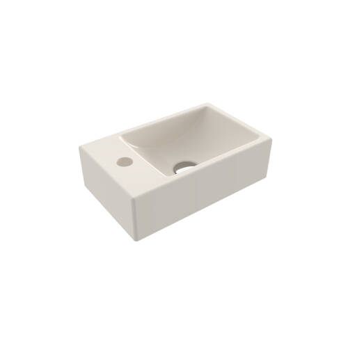 Bocchi Milano Tezgah Üstü Dar Sol Lavabo 37 cm Parlak Bisküvi - 1