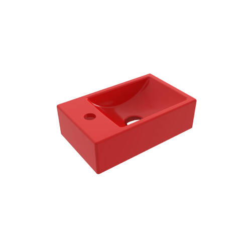 Bocchi Milano Tezgah Üstü Dar Sol Lavabo 37 cm Parlak Kırmızı - 1