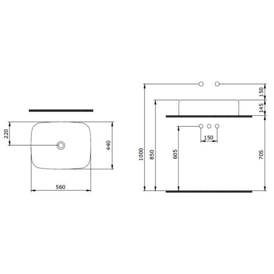 Bocchi New Age Tezgah Üstü Lavabo 55 cm Mat Antrasit - 2