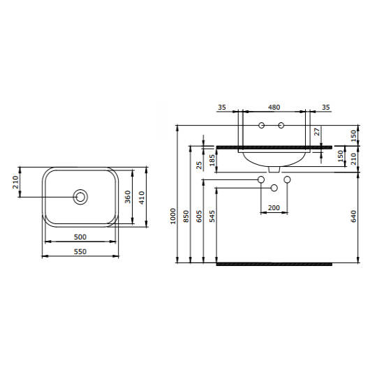 Bocchi Scala Arch Tezgah Altı Lavabo 55 cm Mat Siyah - 2