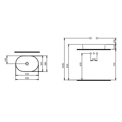 Bocchi Sottile Slim Line Çanak Lavabo 55 cm Mat Petrol Mavisi - 2