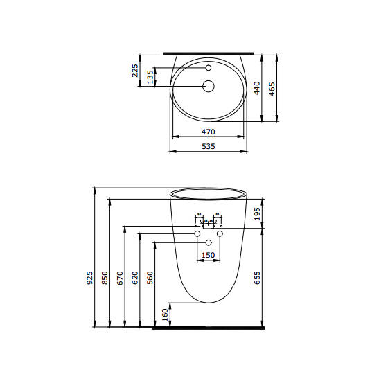 Bocchi Venezia Asma Monoblok Lavabo Parlak Siyah - 2