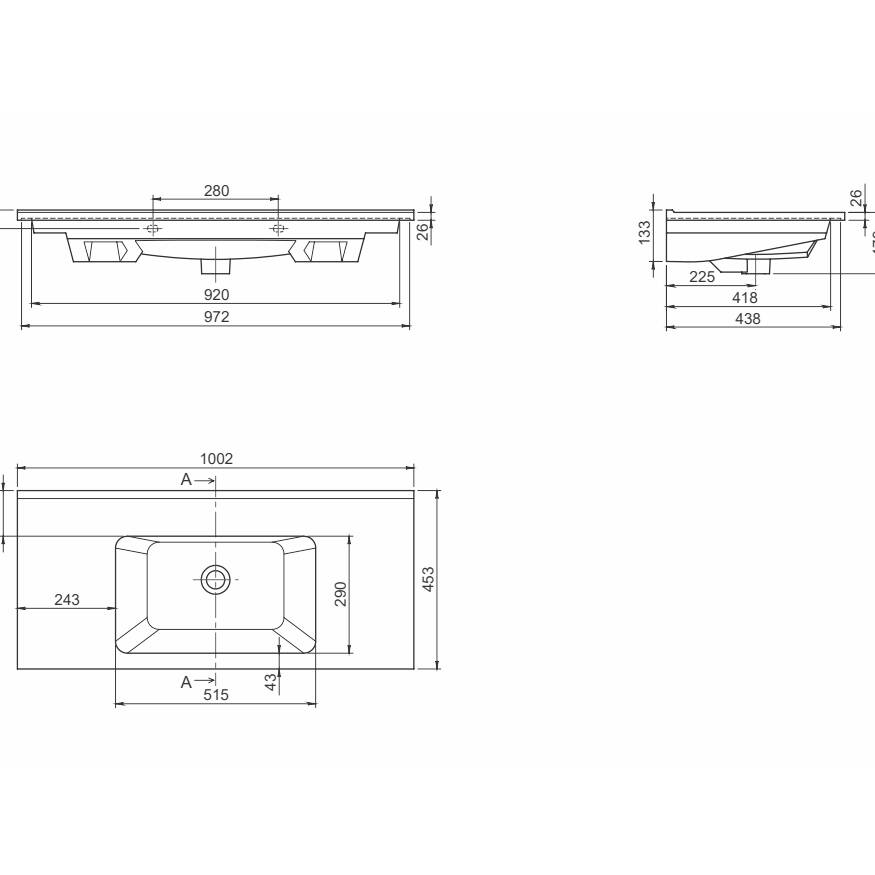 Cerastyle Arte Etajerli Lavabo 100x45 cm - 2