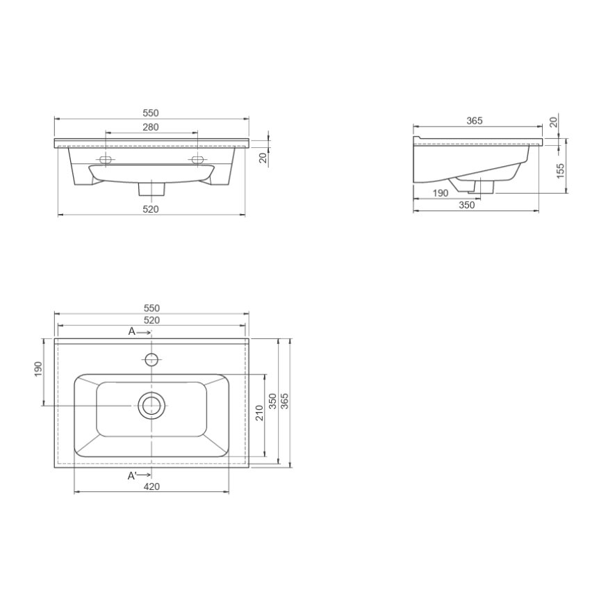 Cerastyle Arte Etajerli Lavabo 55x37 cm - 2