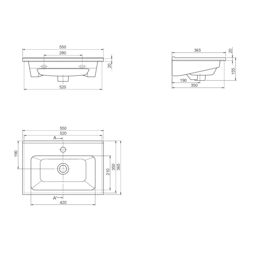 Cerastyle Arte Etajerli Lavabo 55x37 cm - 2