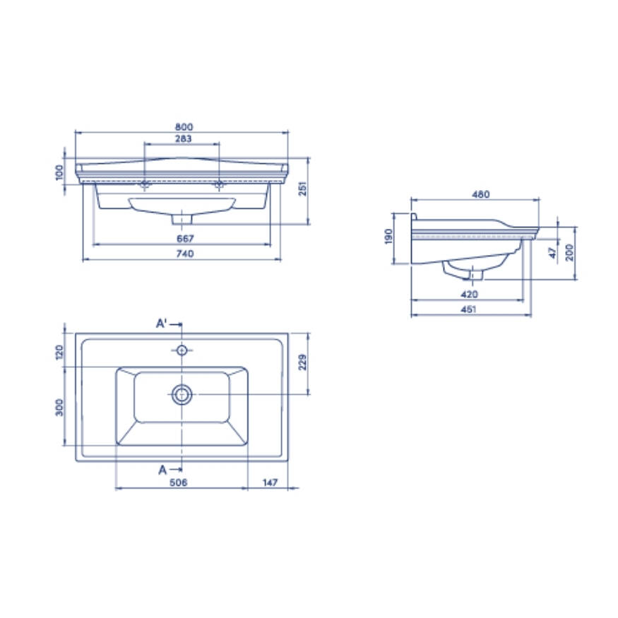 Cerastyle Kapadokya Etajerli Lavabo 80x48 cm - 3