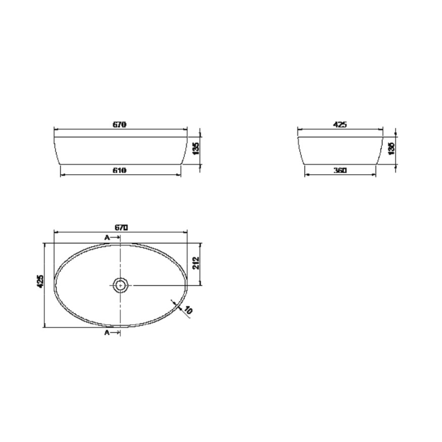 Cerastyle One Tezgah Üstü Deliksiz Lavabo 67x42 cm - 2