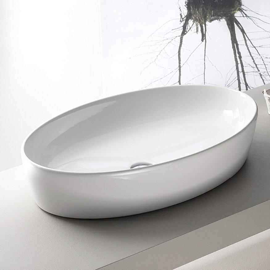 Cerastyle One Tezgah Üstü Deliksiz Lavabo 67x42 cm - Cerastyle