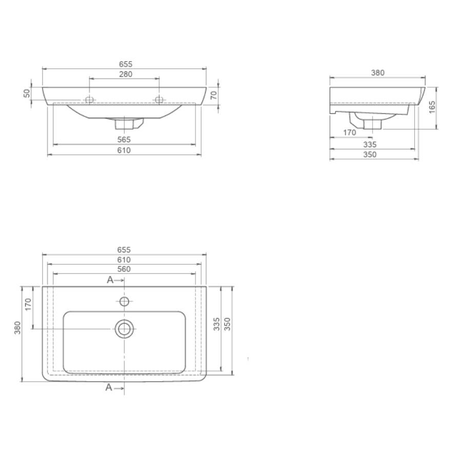 Cerastyle Porto Etajerli Lavabo 65x38 cm - 2