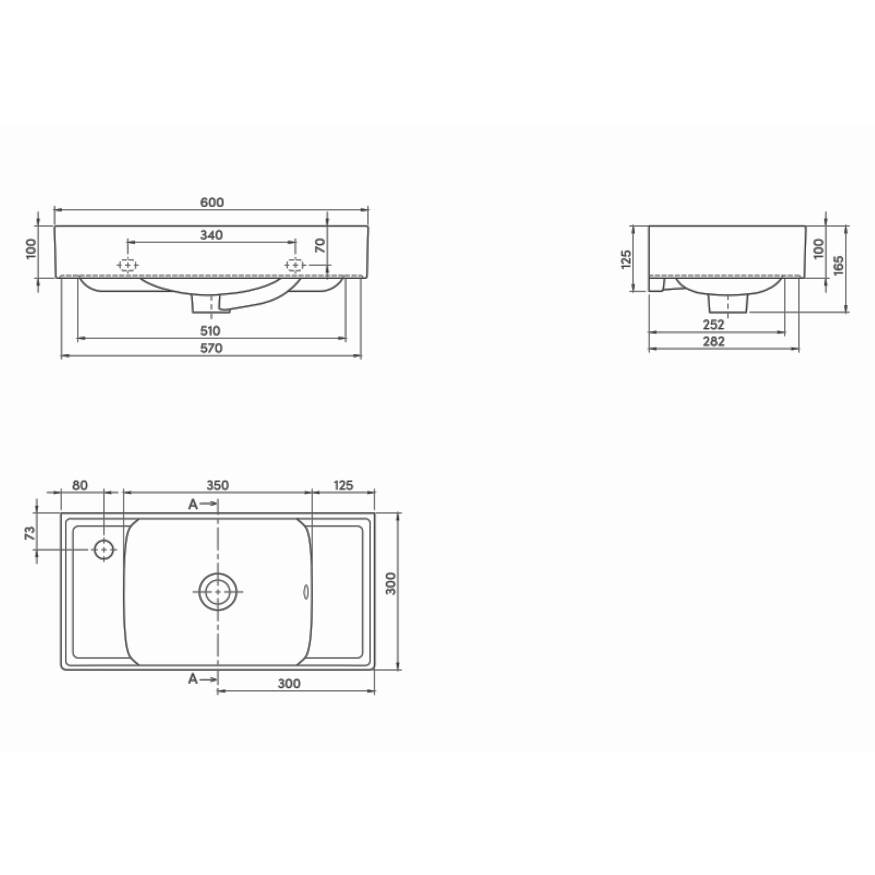 Cerastyle Sharp Etajerli Lavabo 60x30 cm - 3