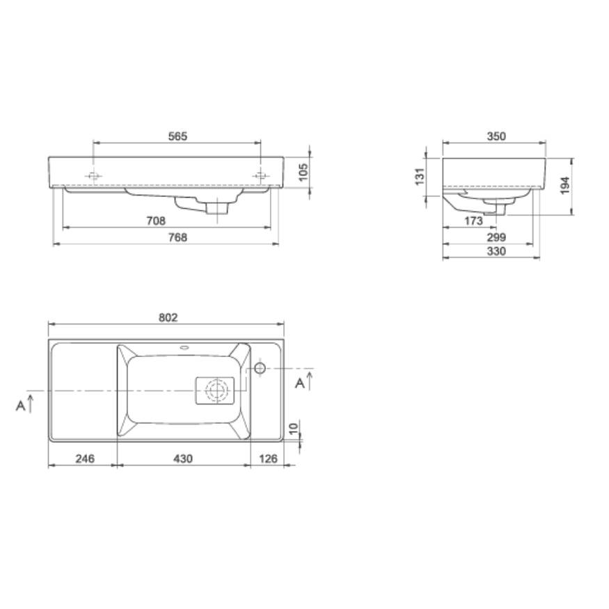 Cerastyle Sharp Etajerli Lavabo 80x35 cm - 2