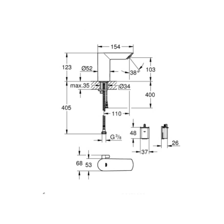 GROHE Bau Cosmopolitan E Fotoselli Lavabo Bataryası 36451000 - 2