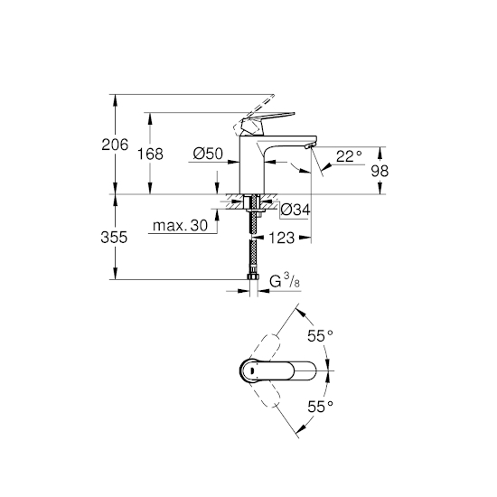 GROHE EuroCosmo Tek Kumandalı Lavabo Bataryası M Boyut - 3