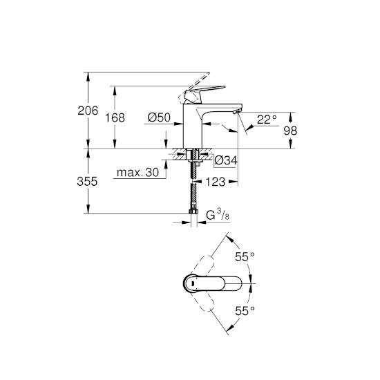 GROHE EuroCosmo Tek Kumandalı Lavabo Bataryası M Boyut - 3