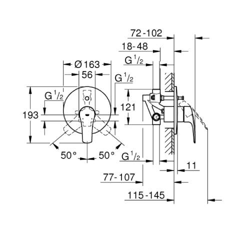 GROHE Eurosmart Ankastre Banyo Bataryası - 3