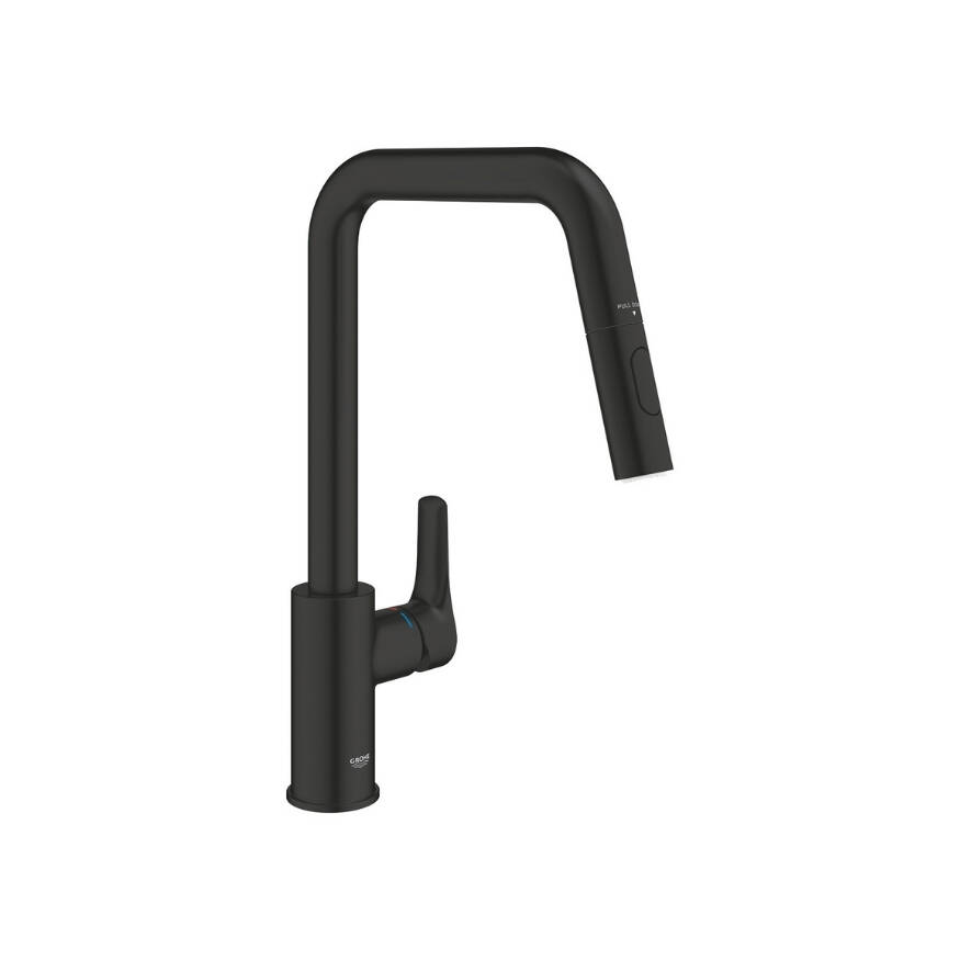 GROHE Eurosmart Spiralli Siyah Eviye Bataryası 306192430 - 1