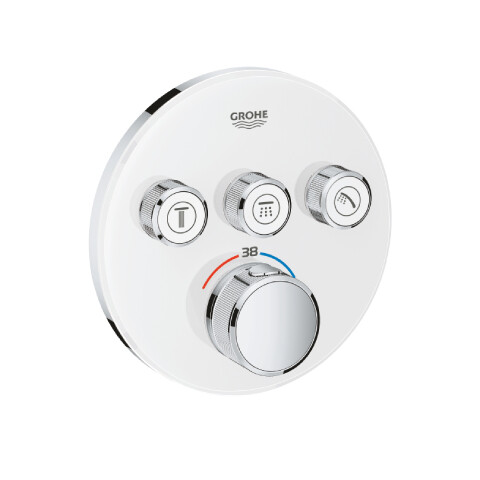 GROHE Grohtherm SmartControl Ankastre Termostatik Duş Bataryası Yuvarlak Ay Beyazı