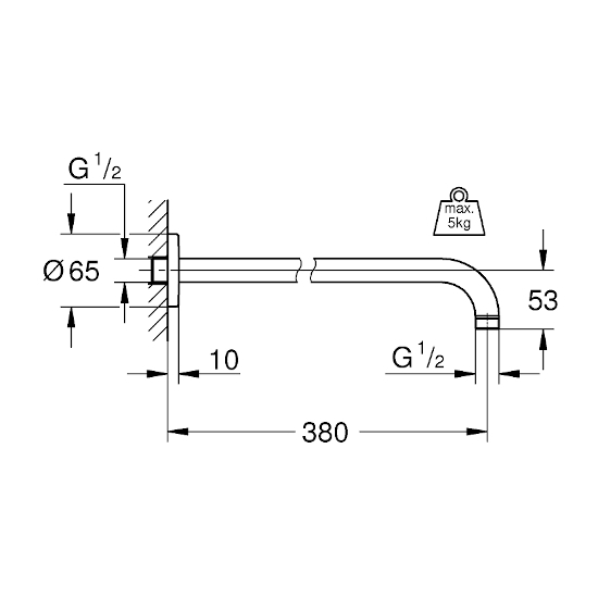 GROHE Rainshower Duş Başlığı Kolu 380 mm - 2