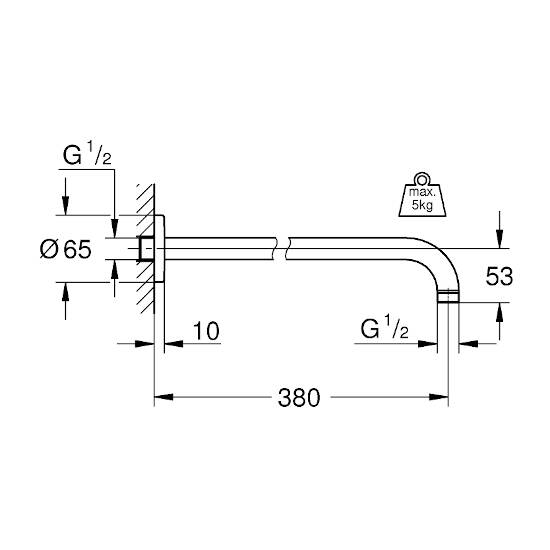 GROHE Rainshower Duş Başlığı Kolu 380 mm - 2