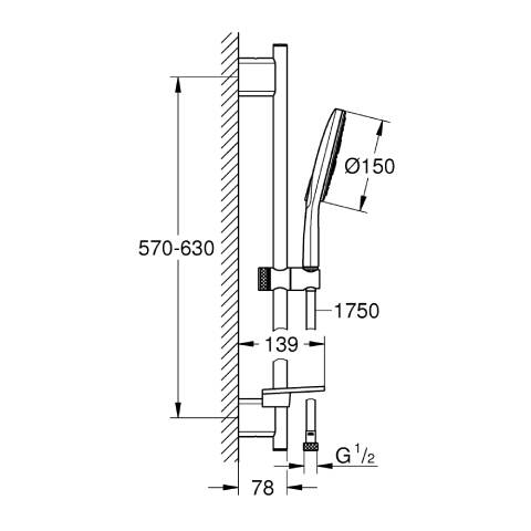 GROHE Rainshower SmartActive 150 Sürgülü Duş Seti Ay Beyazı - 4