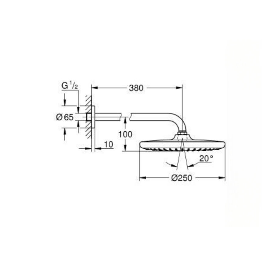 GROHE Tempesta 250 Tepe Duşu Seti 380 mm. Tek Akışlı 266682430 - 4