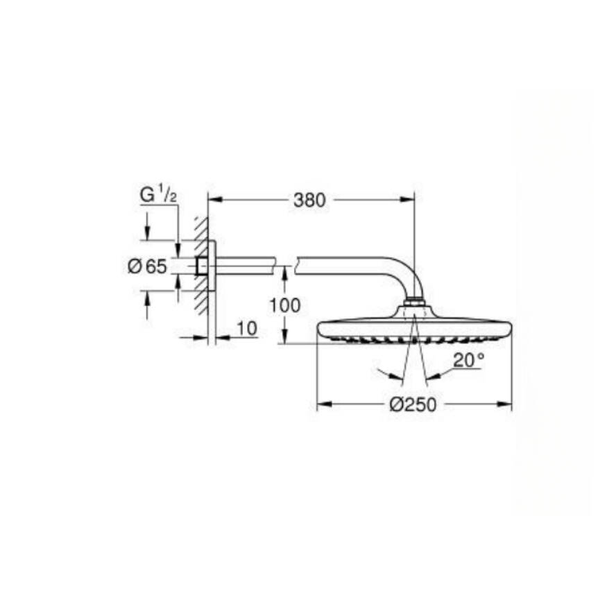 GROHE Tempesta 250 Tepe Duşu Seti 380 mm. Tek Akışlı 266682430 - 4