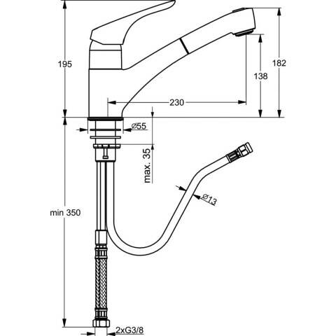Ideal Standard Cerasprint Yatık Spiralli Mutfak Bataryası - 3