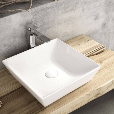 Lucco Decente Tezgah Üstü Lavabo 40 cm Beyaz - 1