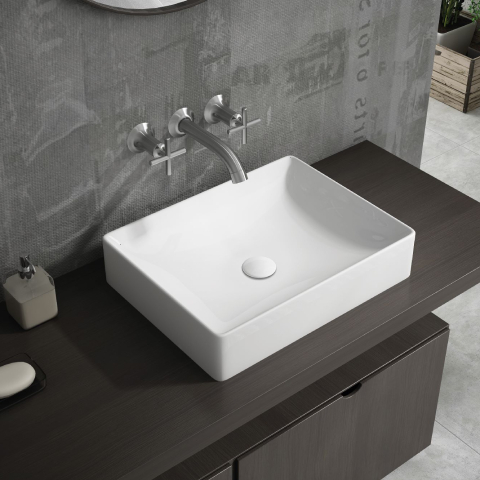 Lucco Square Tezgah Üstü Lavabo 50 cm Beyaz