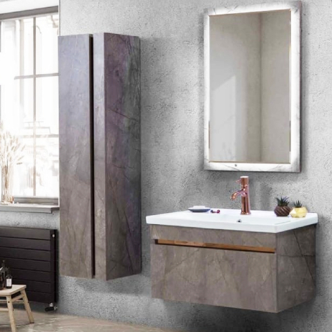 Martat - Martat Banyo Marble 80 cm Banyo Mobilyası Takımı