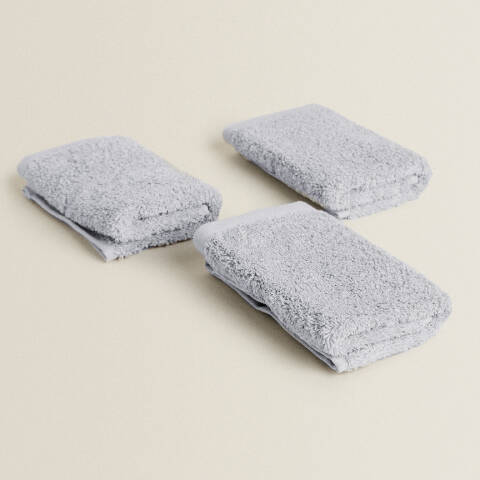 ZARA HOME Pamuklu 3'lü Yüz Havlusu Seti Kül Rengi - 4